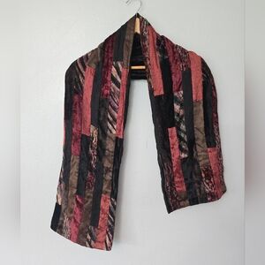 Chico's Rectangle Velvet Scarf Wrap Patchwork Animal Print 9" x 58" Reversible